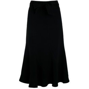 polyvore black plain long sash skirt